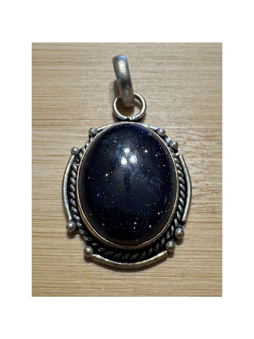 .925 Blue/Purple Sandstone, Oval Cabochon Pendent, Artizan